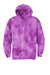 Port & Company PC144 Mens Crystal Tie-Dye Hooded Sweatshirt Hoodie w/ Pouch Pocket Purple Flat Front