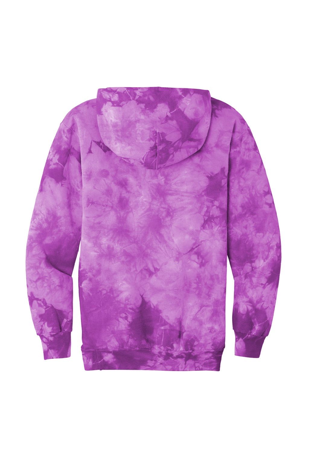 Port & Company PC144 Mens Crystal Tie-Dye Hooded Sweatshirt Hoodie w/ Pouch Pocket Purple Flat Back