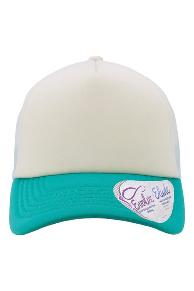 Infinity Her Hats ROSIE Womens Foam Adjustable Trucker Hat Ivory/Jade Green Flat Front