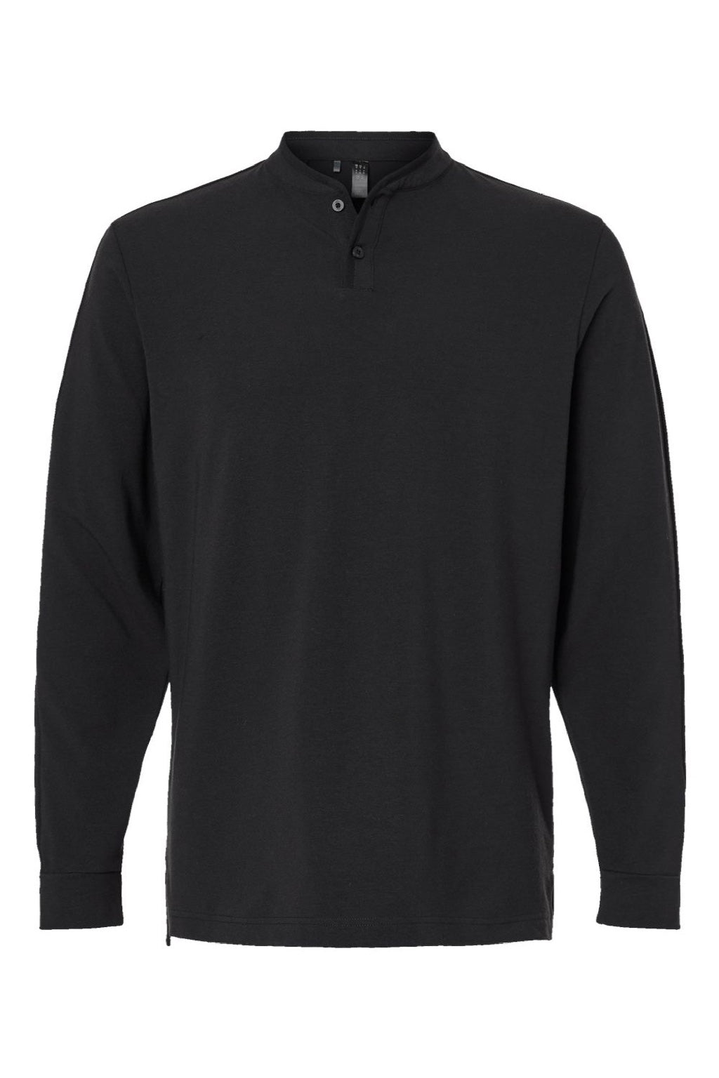 Adidas A597 Mens Long Sleeve Henley T-Shirt Black Flat Front