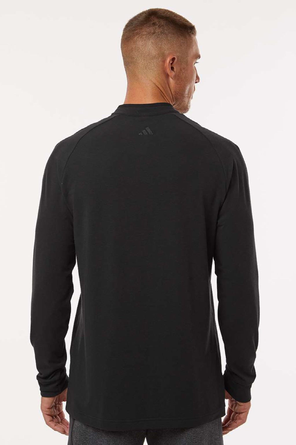 Adidas A597 Mens Long Sleeve Henley T-Shirt Black Model Back