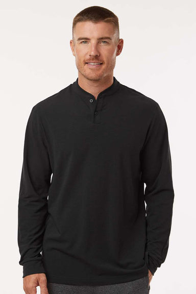 Adidas A597 Mens Long Sleeve Henley T-Shirt Black Model Front