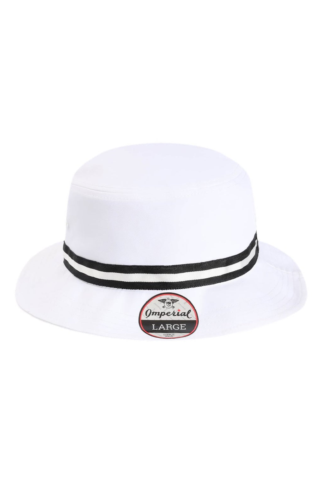 Imperial Hats 1371P Mens The Oxford Performance Bucket Hat White/Black Flat Front