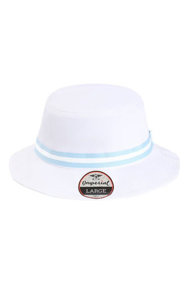 Imperial Hats 1371P Mens The Oxford Performance Bucket Hat White/Light Blue Flat Front