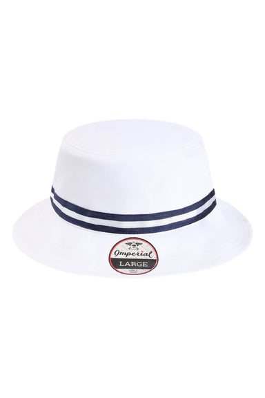 Imperial Hats 1371P Mens The Oxford Performance Bucket Hat White/Navy Blue Flat Front