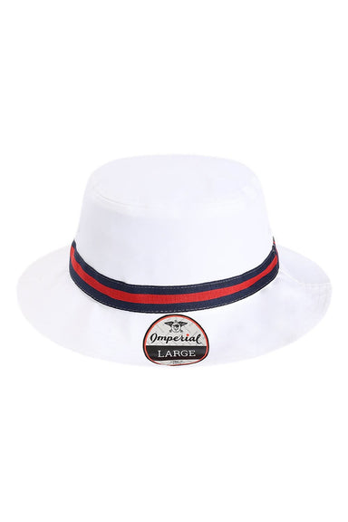 Imperial Hats 1371P Mens The Oxford Performance Bucket Hat White/Navy Blue/Red Flat Front