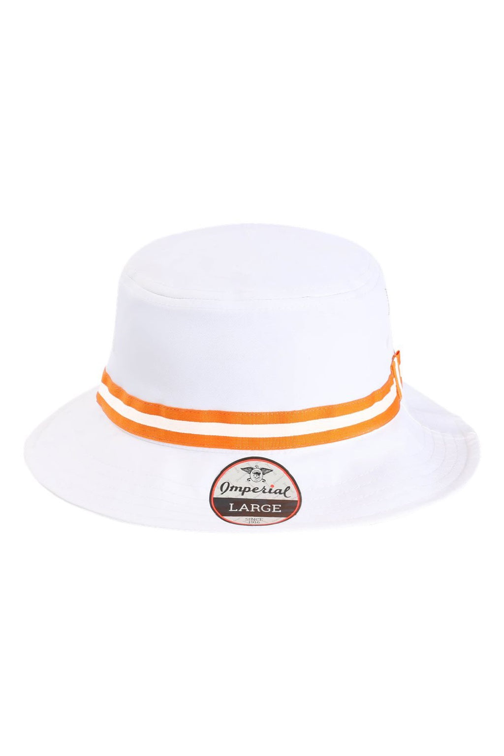 Imperial Hats 1371P Mens The Oxford Performance Bucket Hat White/Orange Flat Front