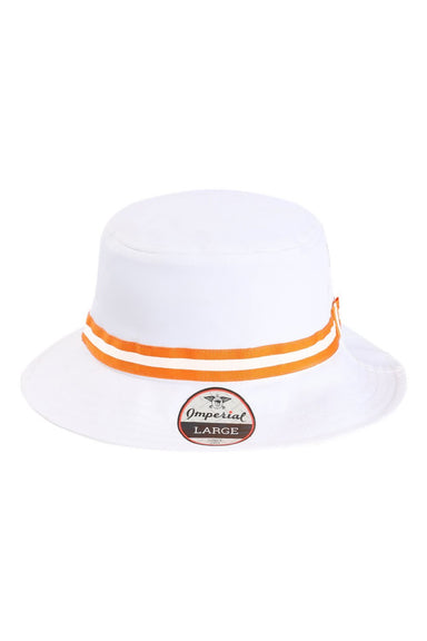 Imperial Hats 1371P Mens The Oxford Performance Bucket Hat White/Orange Flat Front