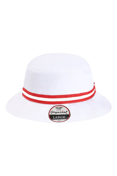 Imperial Hats 1371P Mens The Oxford Performance Bucket Hat White/Red Flat Front
