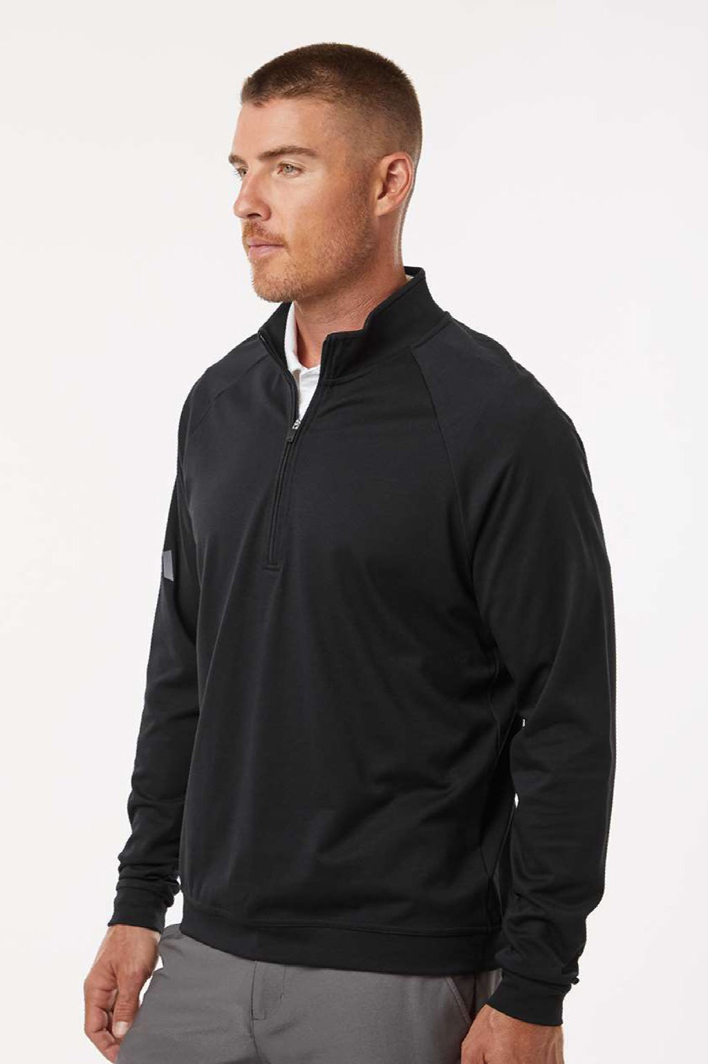 Adidas A598 Mens Club 1/4 Zip Sweatshirt Black Model Side