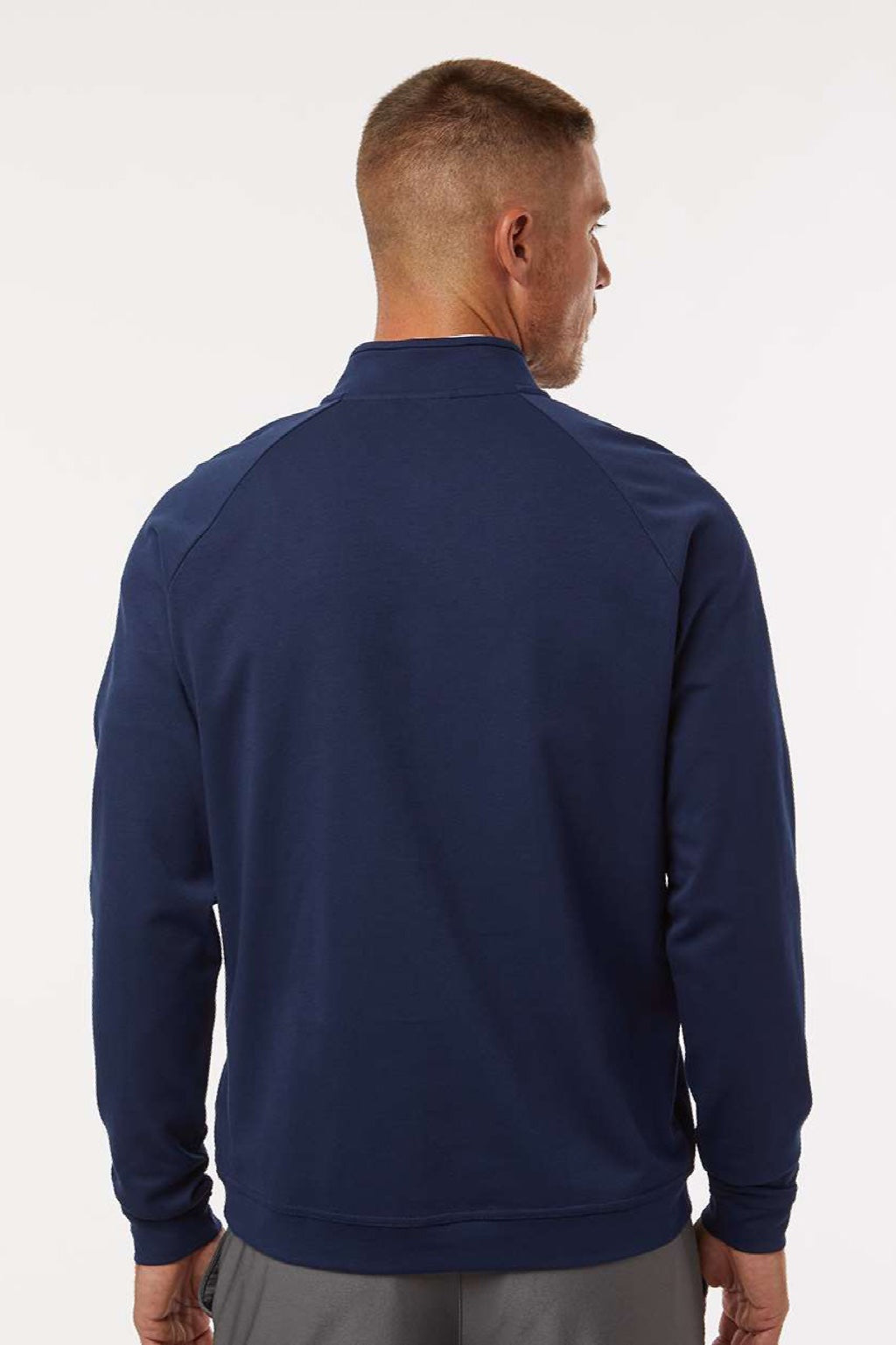 Adidas A598 Mens Club 1/4 Zip Sweatshirt Collegiate Navy Blue Model Back