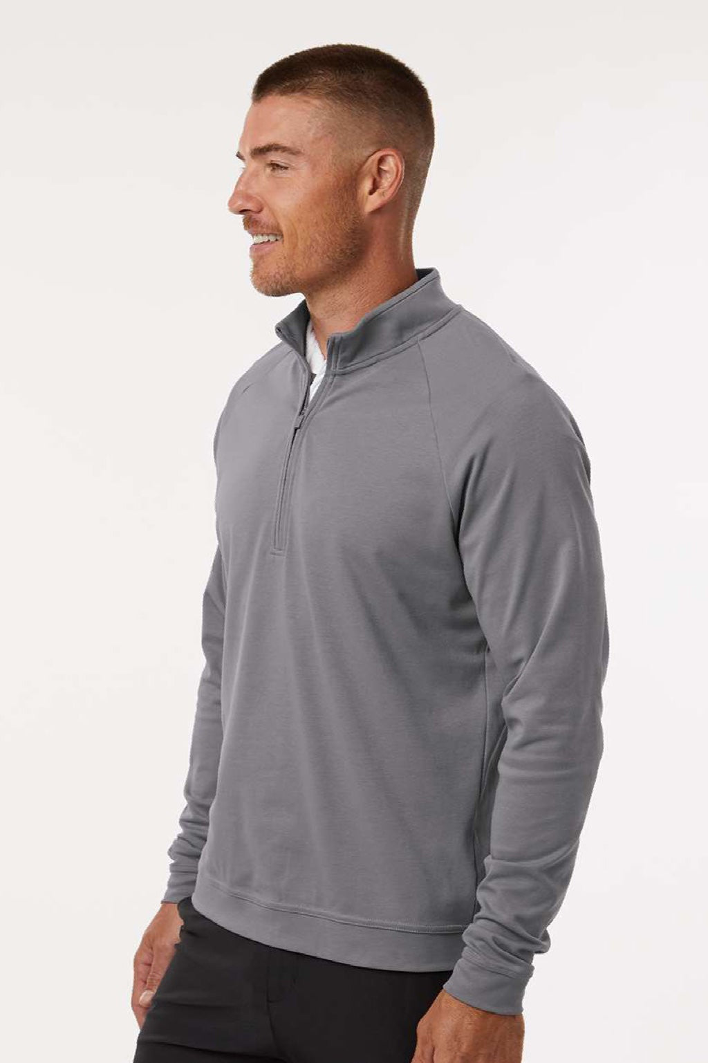 Adidas A598 Mens Club 1/4 Zip Sweatshirt Grey Model Side