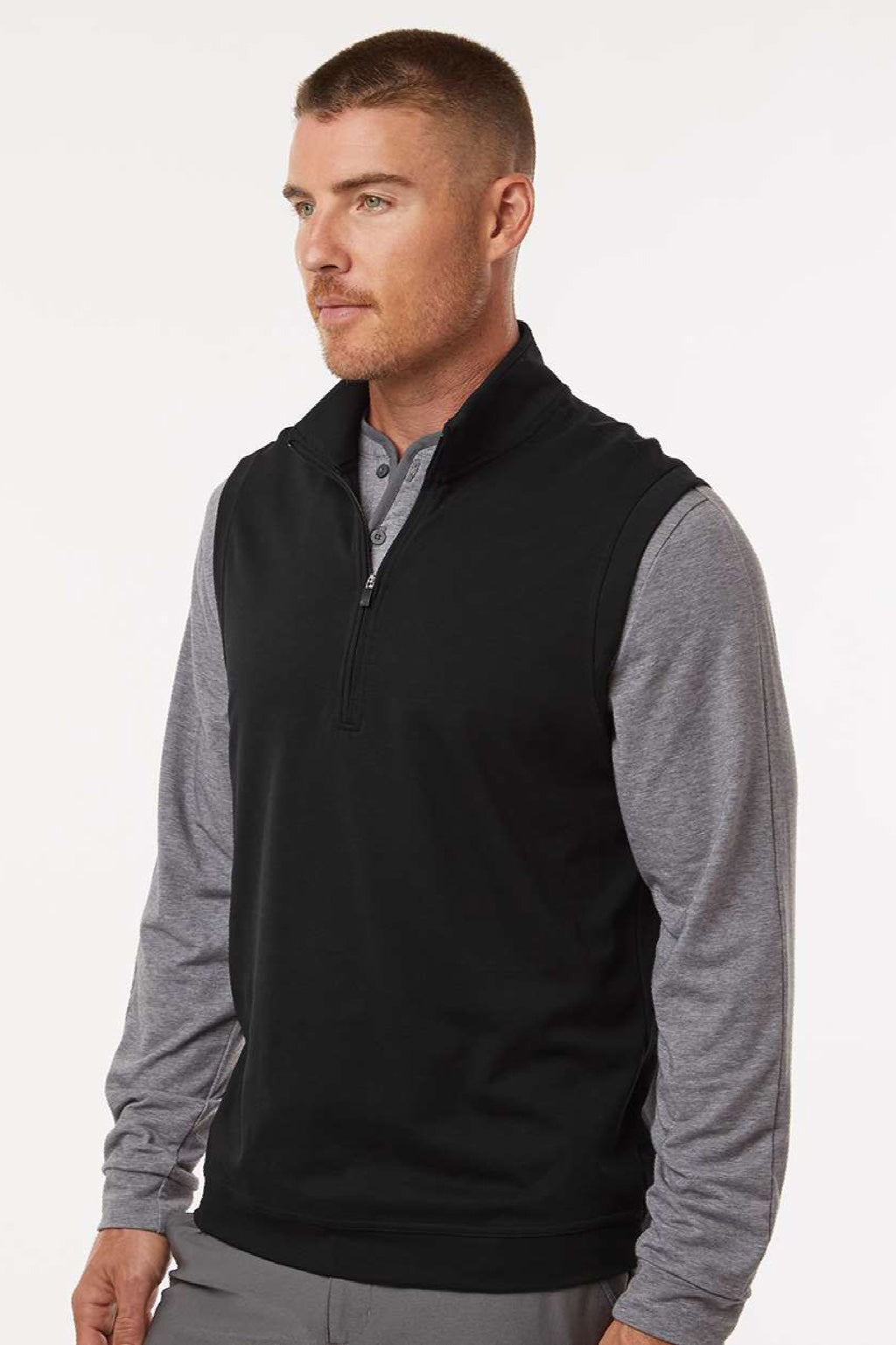 Adidas A599 Mens Club 1/4 Zip Vest Black Model Side