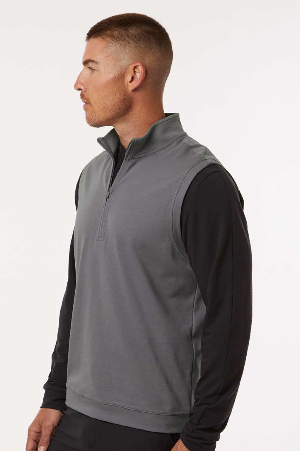 Adidas A599 Mens Club 1/4 Zip Vest Grey Model Side