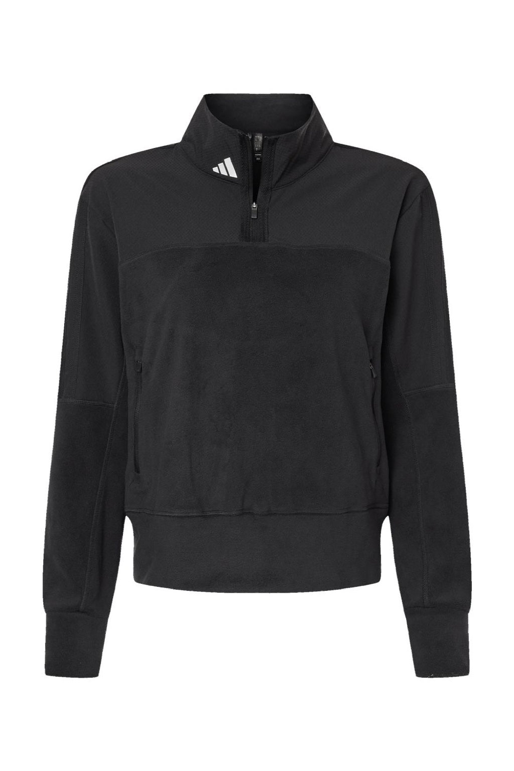 Adidas A601 Womens Fleece 1/4 Zip Sweatshirt Black Flat Front