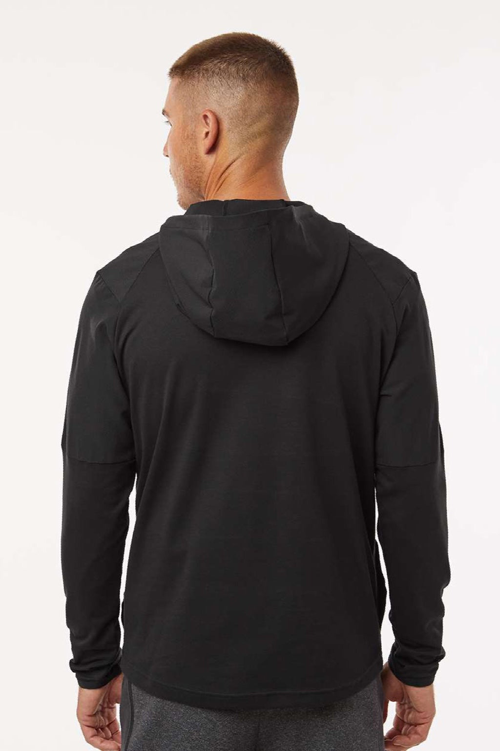 Adidas A607 Mens 1/4 Zip Hooded Anorak Jacket Black Model Back