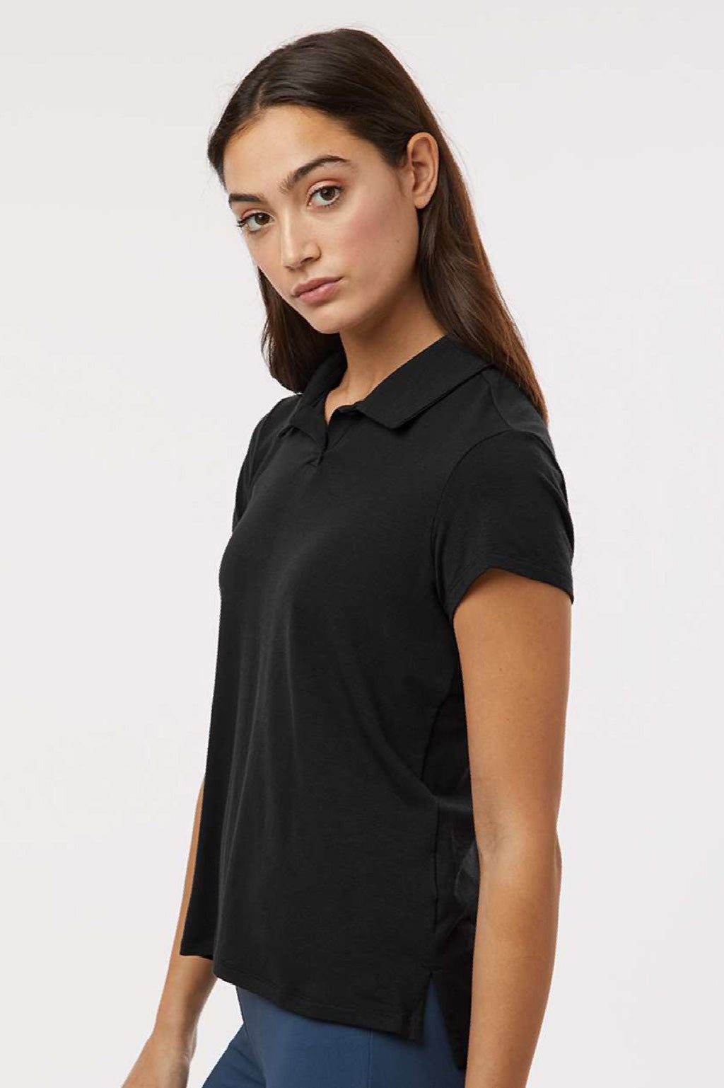 Adidas A690 Womens Short Sleeve Polo Shirt Black Model Side