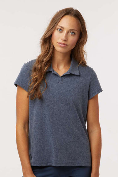 Adidas A690 Womens Short Sleeve Polo Shirt Collegiate Navy Blue Melange Model Front