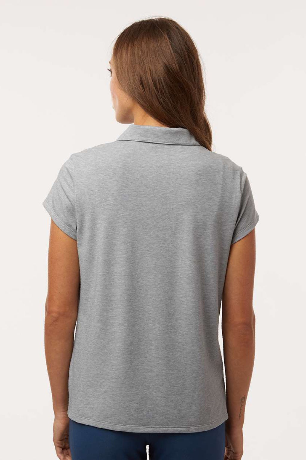 Adidas A690 Womens Short Sleeve Polo Shirt Grey Melange Model Back