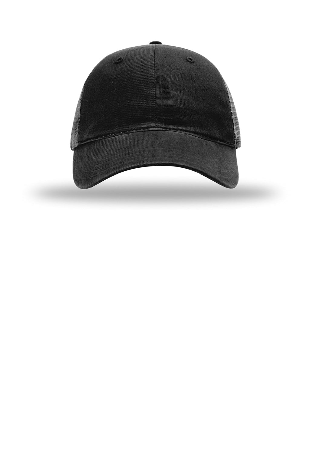 Richardson Hats 111 Mens Garment Washed Snapback Trucker Hat Black Flat Front