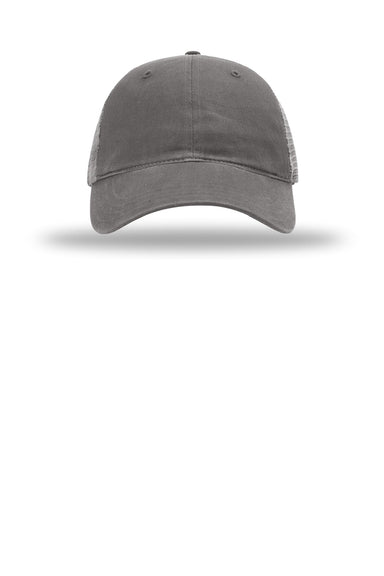 Richardson Hats 111 Mens Garment Washed Snapback Trucker Hat Charcoal Grey Flat Front