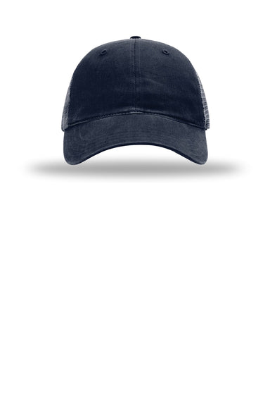 Richardson Hats 111 Mens Garment Washed Snapback Trucker Hat Navy Blue Flat Front