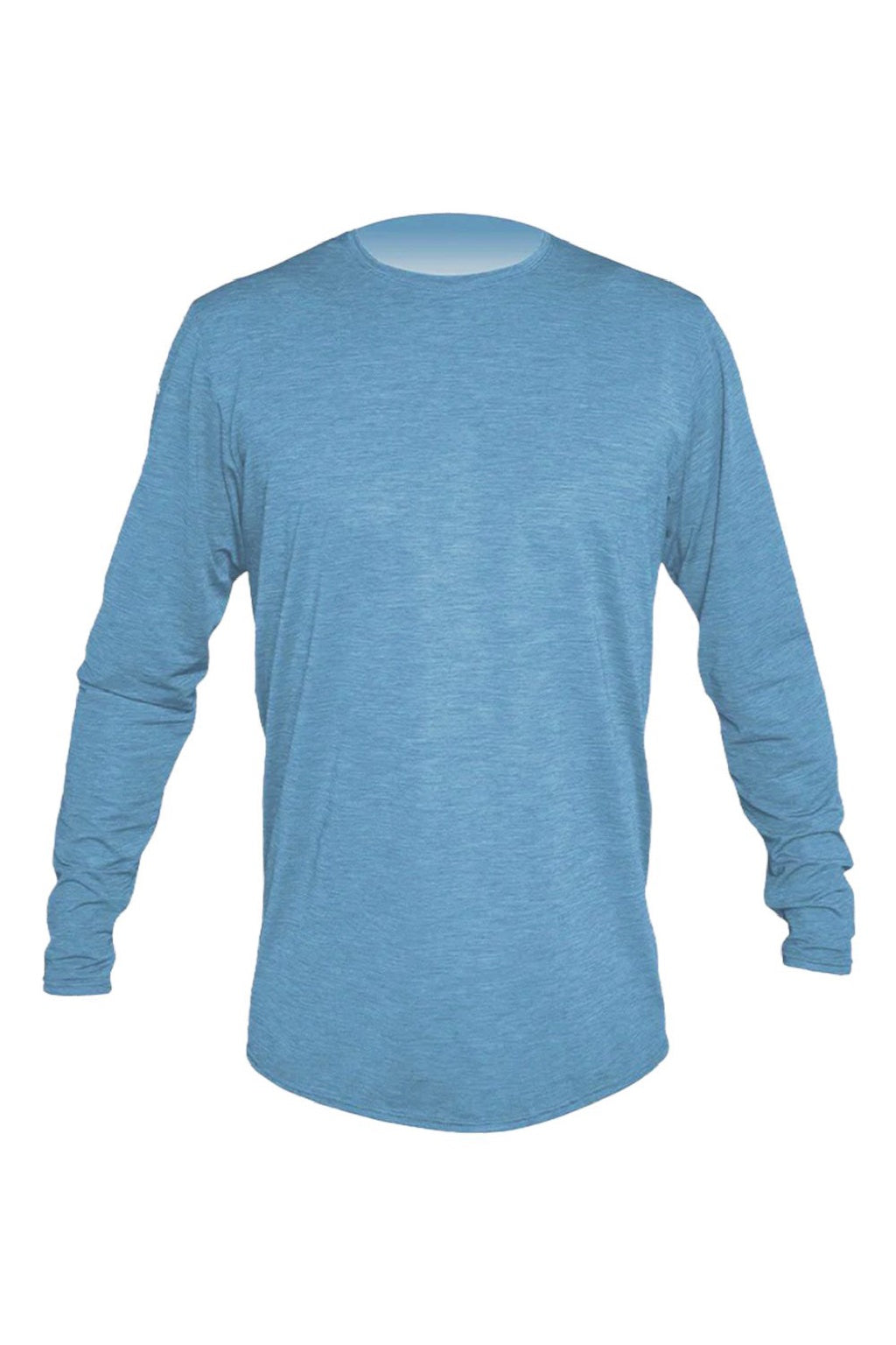 Anetik MVLPRL8 Mens Low Pro Tech Long Sleeve Crewneck T-Shirt Heather Bahama Blue Flat Front