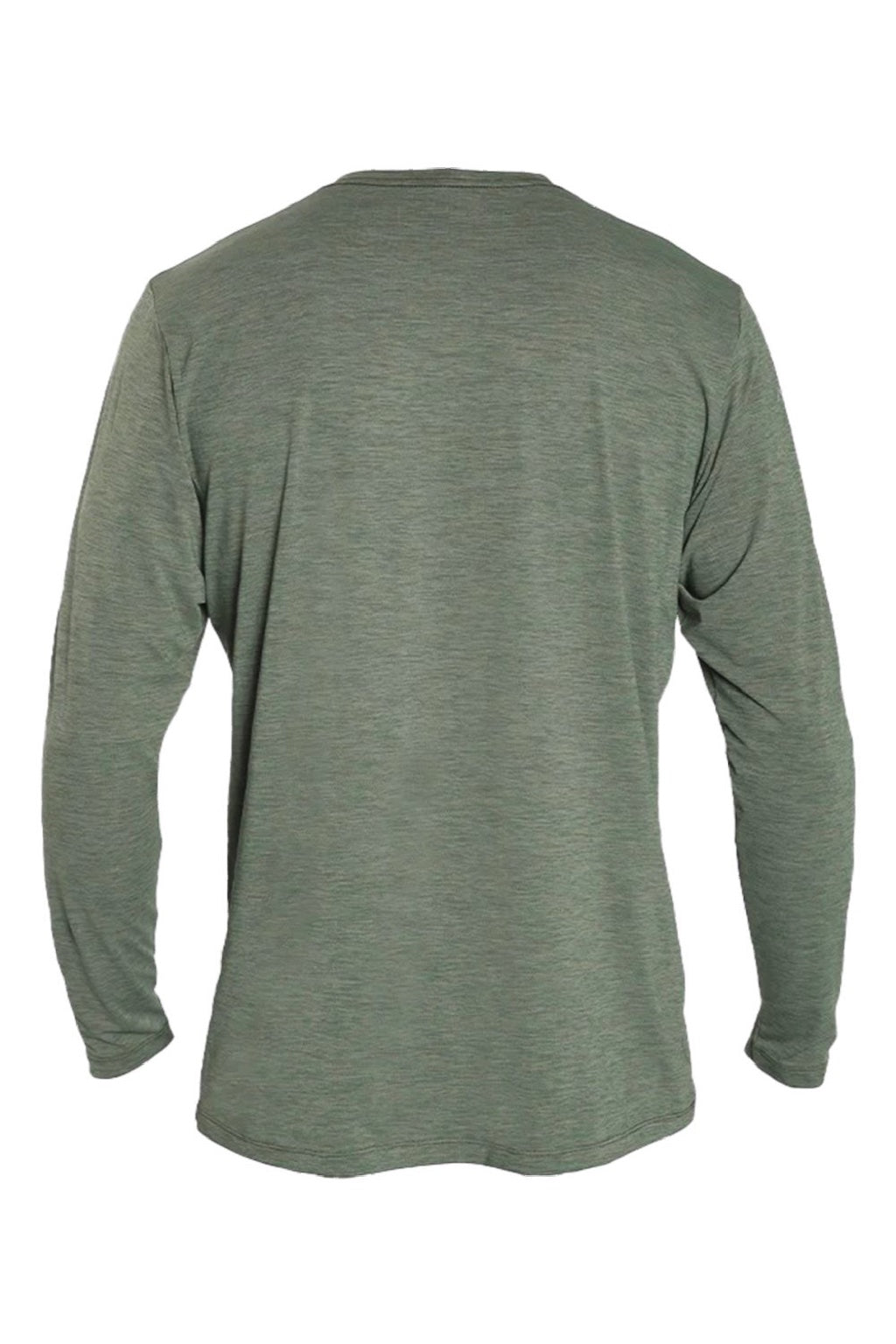 Anetik MVLPRL8 Mens Low Pro Tech Long Sleeve Crewneck T-Shirt Heather Dark Olive Green Flat Back