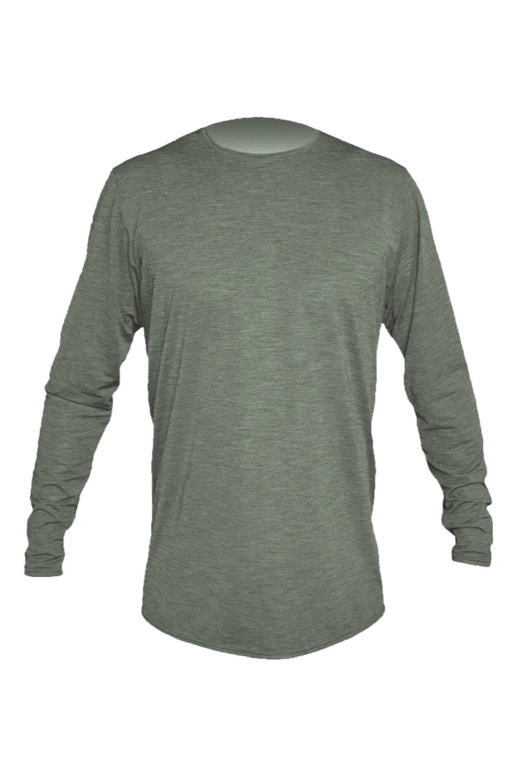 Anetik MVLPRL8 Mens Low Pro Tech Long Sleeve Crewneck T-Shirt Heather Dark Olive Green Flat Front