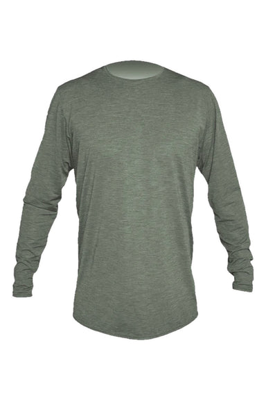 Anetik MVLPRL8 Mens Low Pro Tech Long Sleeve Crewneck T-Shirt Heather Dark Olive Green Flat Front