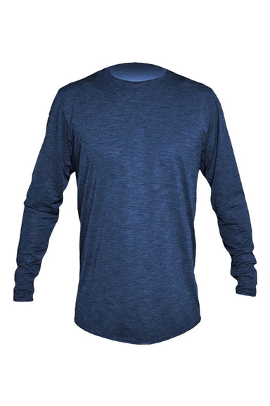 Anetik MVLPRL8 Mens Low Pro Tech Long Sleeve Crewneck T-Shirt Heather Navy Blue Flat Front