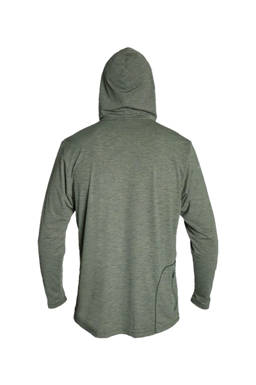 Anetik MVLPRH8 Mens Low Pro Tech Long Sleeve Hooded T-Shirt Hoodie Heather Dark Olive Green Flat Back