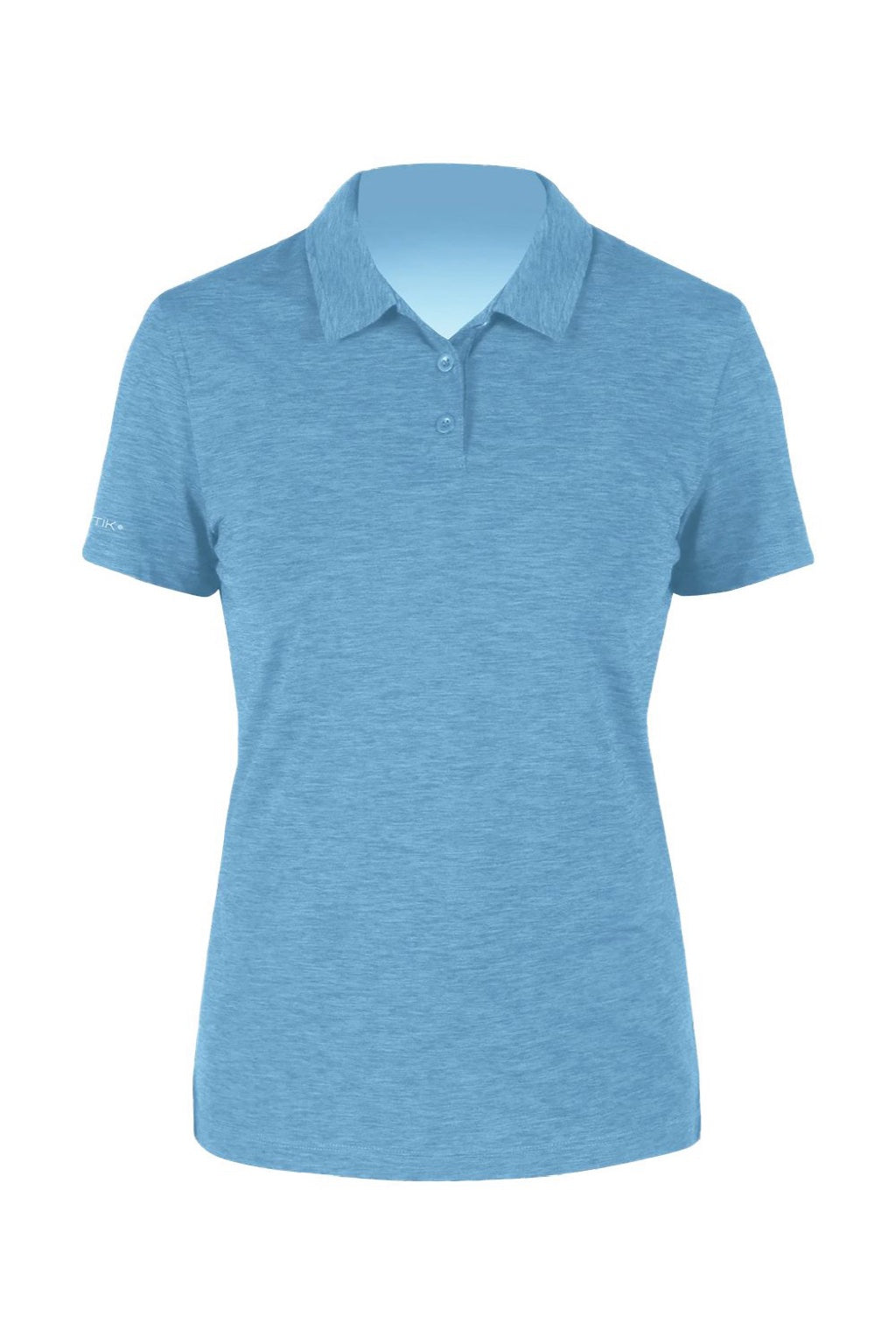 Anetik WPBRZS1 Womens Breeze Tech Short Sleeve Polo Shirt Heather Bahama Blue Flat Front