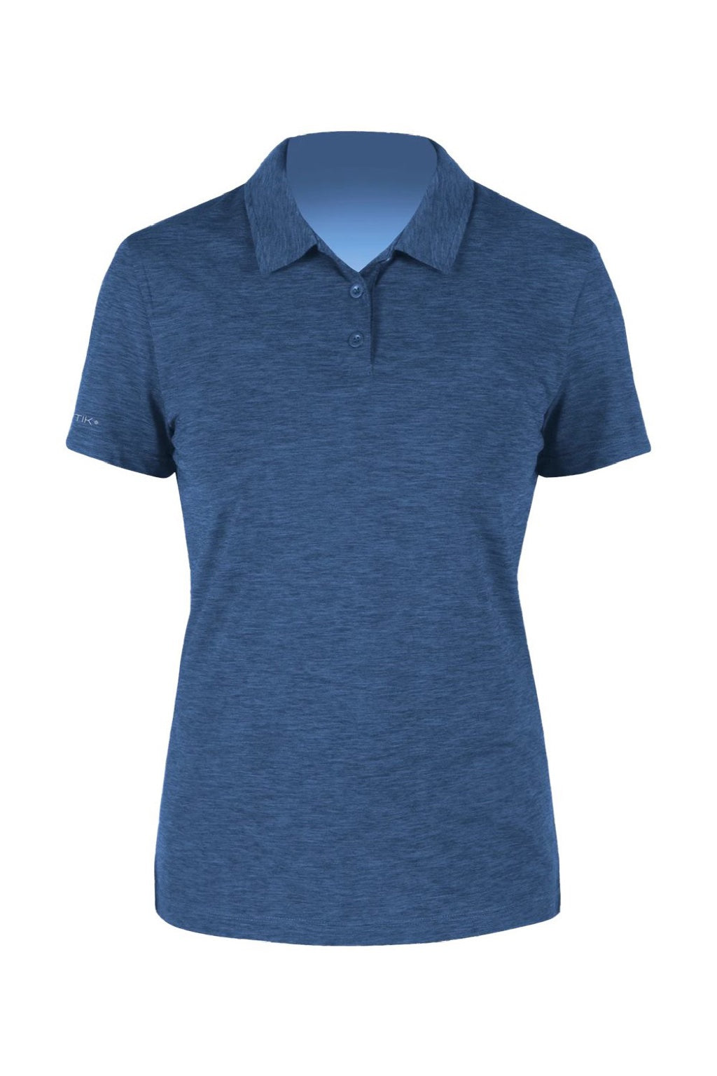 Anetik WPBRZS1 Womens Breeze Tech Short Sleeve Polo Shirt Heather Navy Blue Flat Front