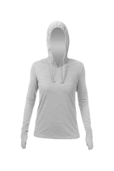 Anetik WSBRZH0 Womens Breeze Tech Hooded Long Sleeve T-Shirt Hoodie Heather Alloy Grey Flat Front