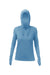 Anetik WSBRZH0 Womens Breeze Tech Hooded Long Sleeve T-Shirt Hoodie Heather Bahama Blue Flat Front