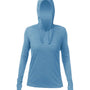 Anetik Womens Breeze Tech Moisture Wicking Hooded Long Sleeve T-Shirt Hoodie w/ Pocket - Heather Bahama Blue - New
