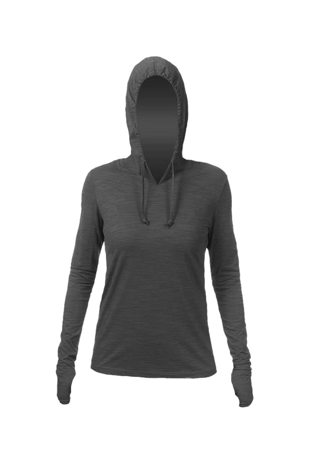 Anetik WSBRZH0 Womens Breeze Tech Hooded Long Sleeve T-Shirt Hoodie Heather Charcoal Grey Flat Front
