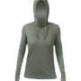 Anetik Womens Breeze Tech Moisture Wicking Hooded Long Sleeve T-Shirt Hoodie w/ Pocket - Heather Dark Olive Green - New