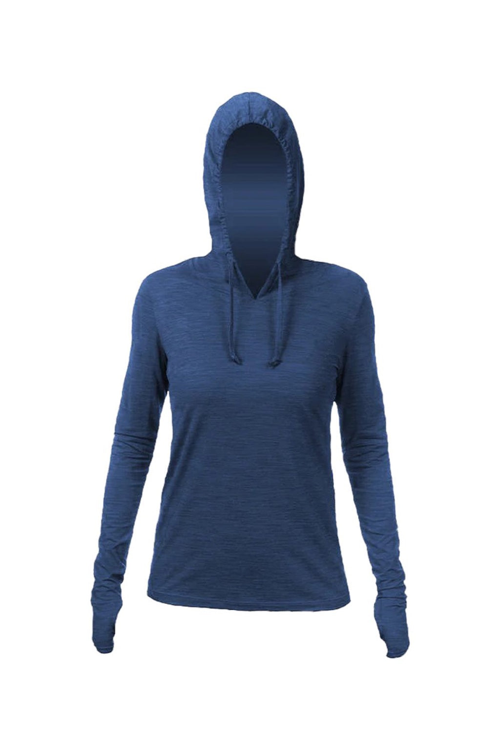 Anetik WSBRZH0 Womens Breeze Tech Hooded Long Sleeve T-Shirt Hoodie Heather Navy Blue Flat Front