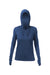 Anetik WSBRZH0 Womens Breeze Tech Hooded Long Sleeve T-Shirt Hoodie Heather Navy Blue Flat Front