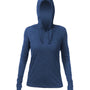 Anetik Womens Breeze Tech Moisture Wicking Hooded Long Sleeve T-Shirt Hoodie w/ Pocket - Heather Navy Blue - New