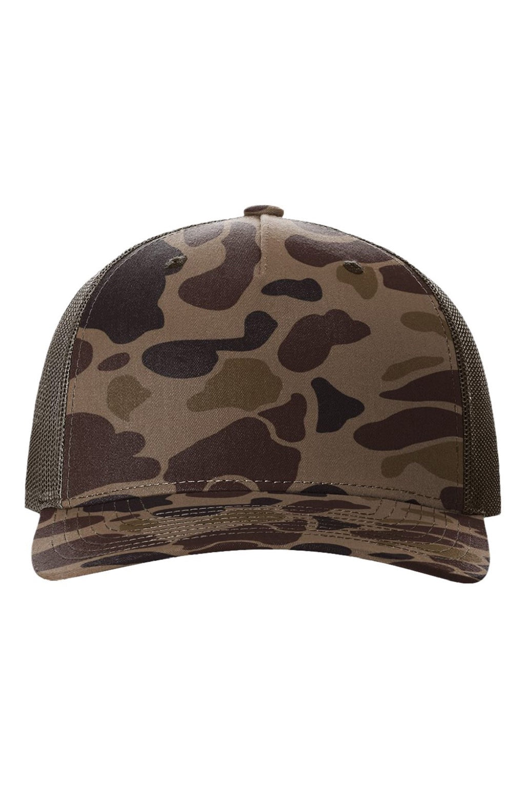 Richardson Hats 112PFP Mens Printed Snapback Trucker Hat Bark Duck Camo/Brown Flat Front