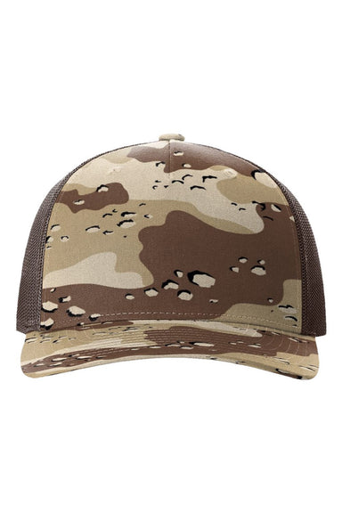 Richardson Hats 112PFP Mens Printed Snapback Trucker Hat Desert Camo/Brown Flat Front