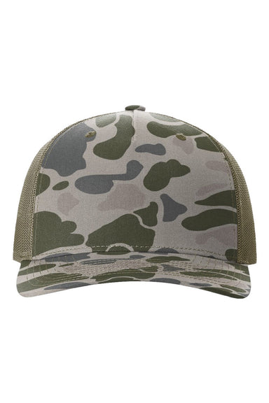 Richardson Hats 112PFP Mens Printed Snapback Trucker Hat Marsh Duck Camo/Loden Flat Front