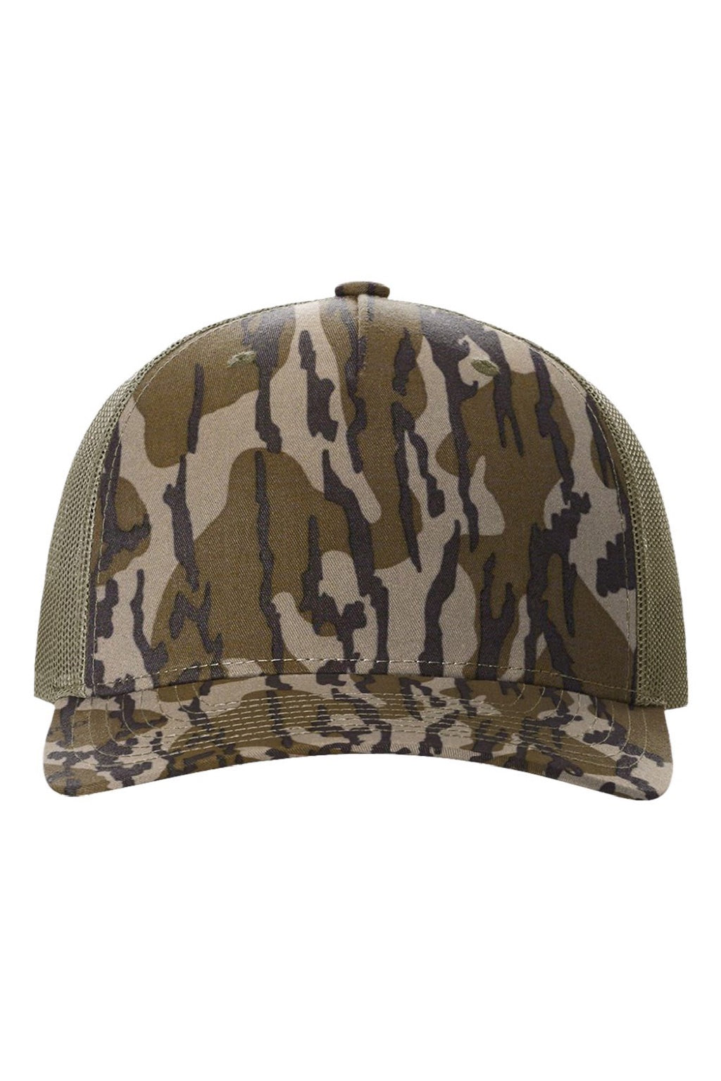 Richardson Hats 112PFP Mens Printed Snapback Trucker Hat Mossy Oak Bottomland/Loden Flat Front