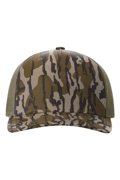 Richardson Hats 112PFP Mens Printed Snapback Trucker Hat Mossy Oak Bottomland/Loden Flat Front