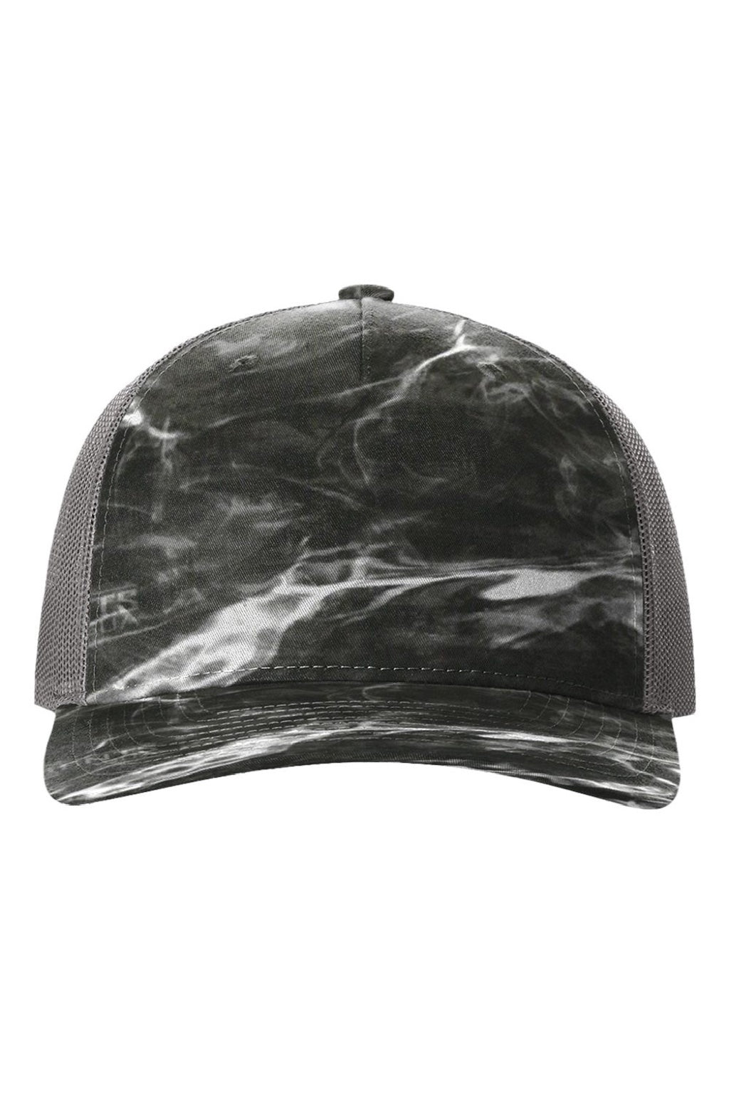 Richardson Hats 112PFP Mens Printed Snapback Trucker Hat Mossy Oak Elements Blacktip/Charcoal Flat Front