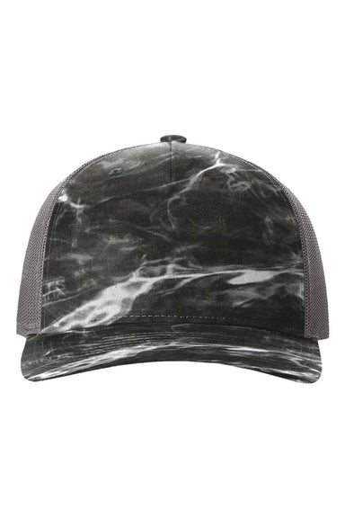 Richardson Hats 112PFP Mens Printed Snapback Trucker Hat Mossy Oak Elements Blacktip/Charcoal Flat Front