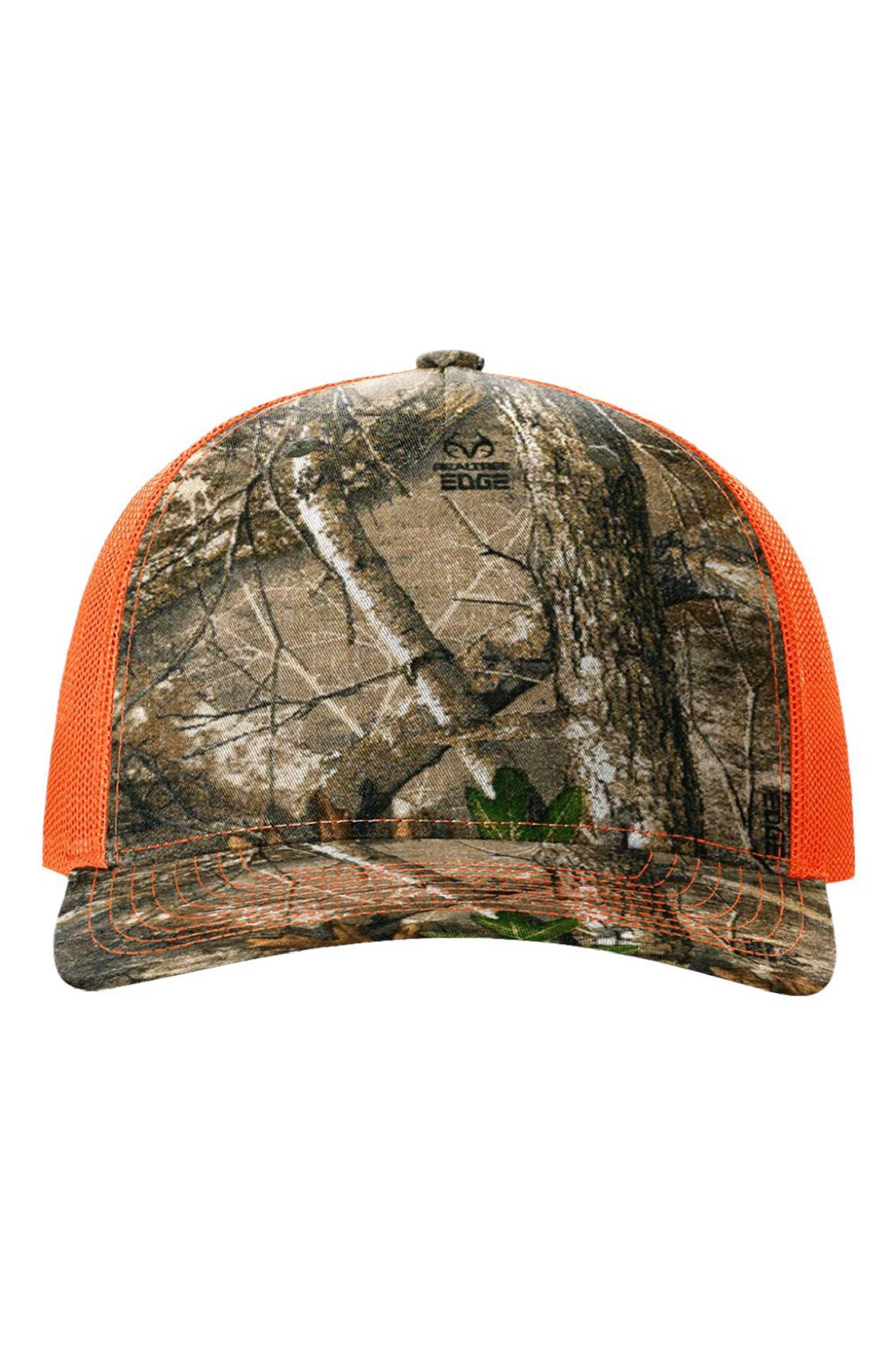 Richardson Hats 112PFP Mens Printed Snapback Trucker Hat Realtree Edge/Neon Orange Flat Front